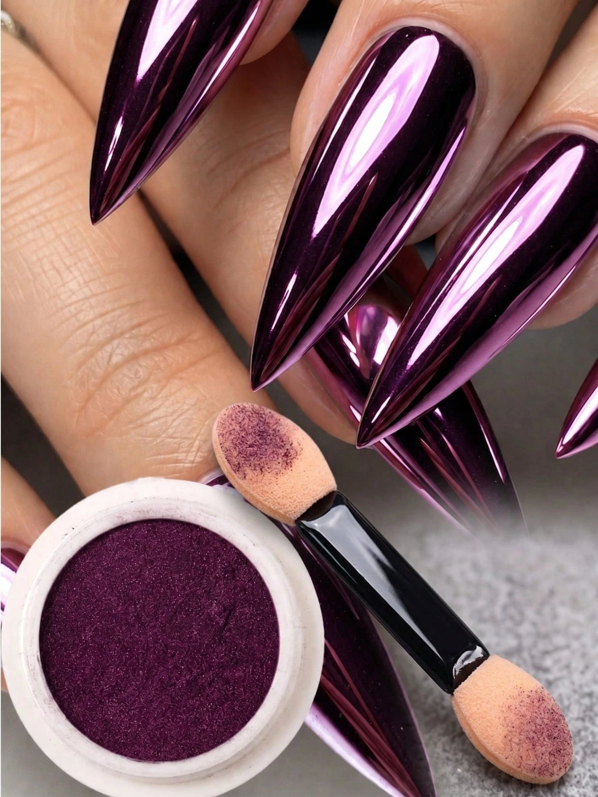 0.5g/Bottle Purple Mirror Nail Powder, Metallic Glossy Nail Art, Fine Texture Nail Decoration Powder For Creating Mirror Effect Nails, DIY Nail Salon Nail Accessories