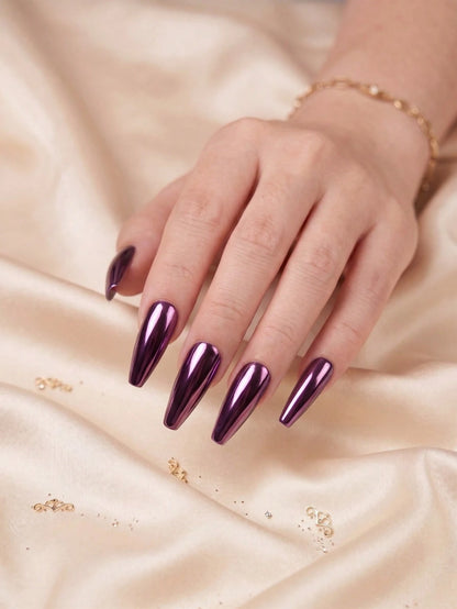 0.5g/Bottle Purple Mirror Nail Powder, Metallic Glossy Nail Art, Fine Texture Nail Decoration Powder For Creating Mirror Effect Nails, DIY Nail Salon Nail Accessories