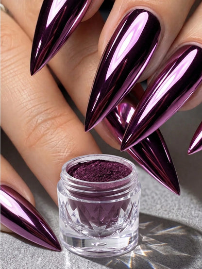 0.5g/Bottle Purple Mirror Nail Powder, Metallic Glossy Nail Art, Fine Texture Nail Decoration Powder For Creating Mirror Effect Nails, DIY Nail Salon Nail Accessories