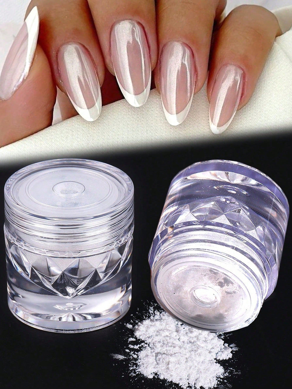 0.5g/Box Glazed Donut Pearlescent Chrome Powder 1PC Chrome Nail Powder Ice Transparent Aurora Chrome Nail Powder, High-Gloss Pearlescent Iridescent Glitter Powder Metallic Pigment