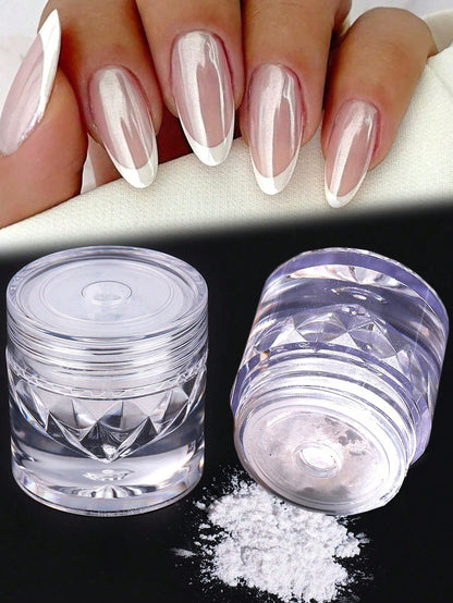 0.5g/Box Glazed Donut Pearlescent Chrome Powder 1PC Chrome Nail Powder Ice Transparent Aurora Chrome Nail Powder, High-Gloss Pearlescent Iridescent Glitter Powder Metallic Pigment