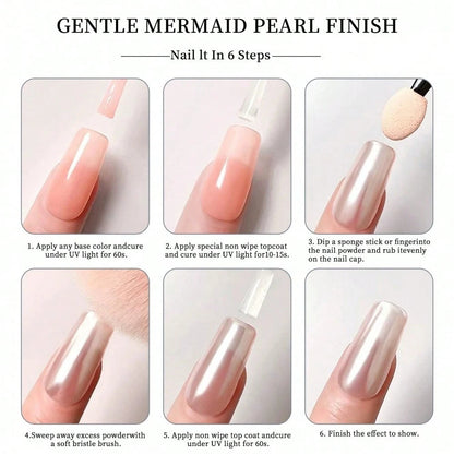 0.5g/Box Glazed Donut Pearlescent Chrome Powder 1PC Chrome Nail Powder Ice Transparent Aurora Chrome Nail Powder, High-Gloss Pearlescent Iridescent Glitter Powder Metallic Pigment