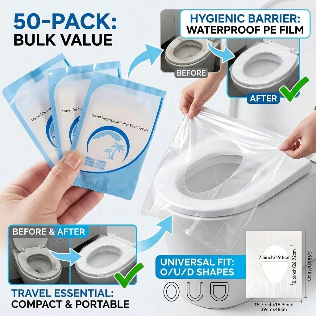 1/10/50pcs Disposable Travel Toilet Seat Cover Portable Travel Business Toilet Mat Waterproof Portable Toilet Paper Mat Travel Essential/Holiday Essentials/Bathroom/Travel Essentials/Camping/Travel/T