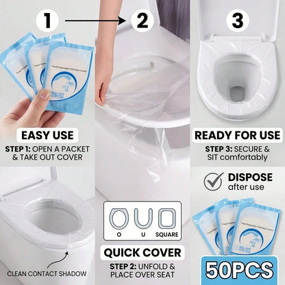 1/10/50pcs Disposable Travel Toilet Seat Cover Portable Travel Business Toilet Mat Waterproof Portable Toilet Paper Mat Travel Essential/Holiday Essentials/Bathroom/Travel Essentials/Camping/Travel/T