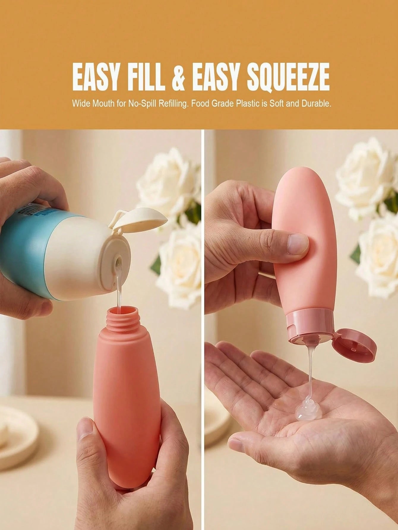 1/11pcs Macaron Color Travel Refillable Dispenser Bottle Set, Includes Funnel And Scraper, Leak-Proof Space-Saving Easy To Fill, Suitable For Business Trips, Camping, Vacation, Office Workers, Student