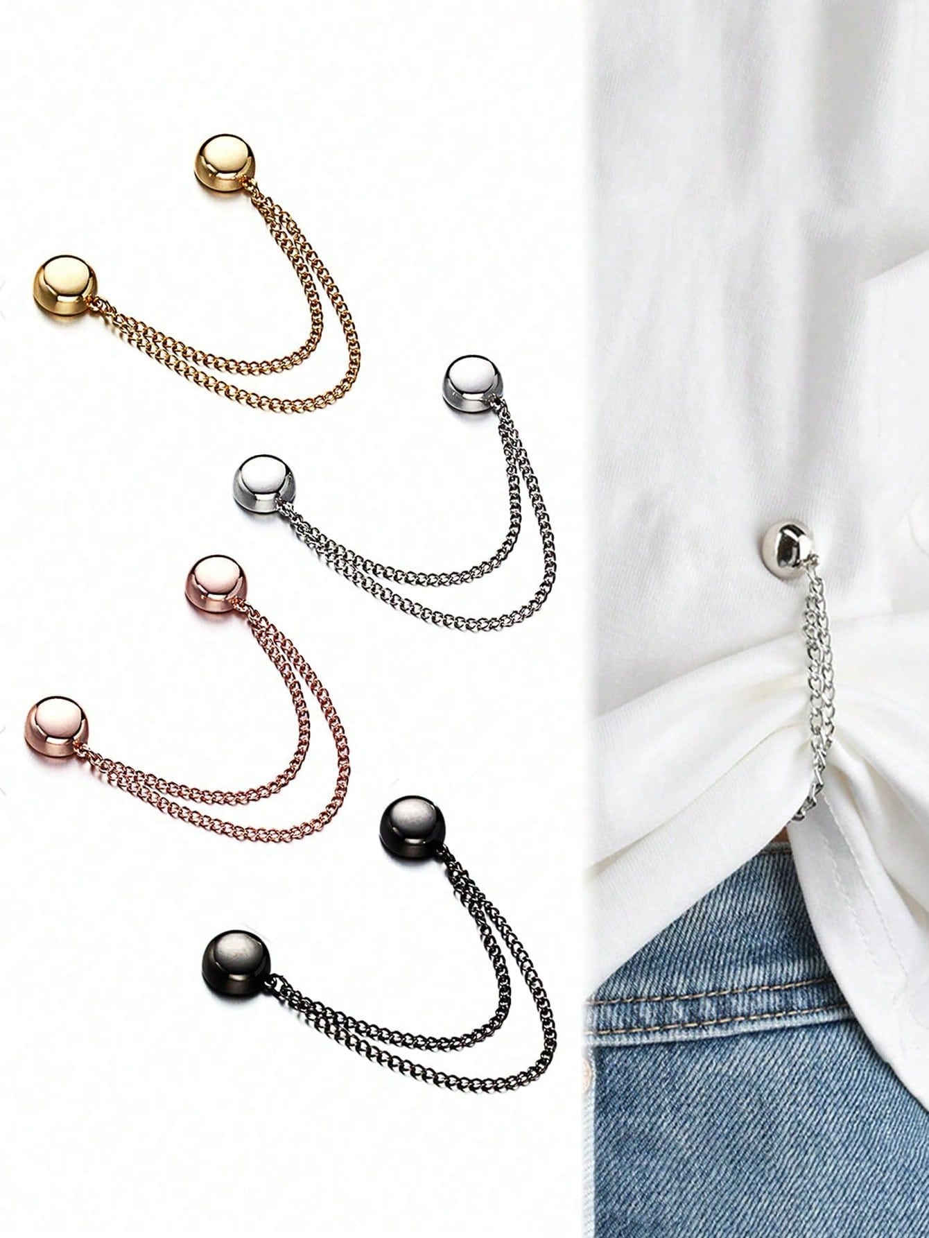 1/2/3 Pcs Multi-Functional Magnetic Clips, New Magnetic Clips, Strong Magnetic Scarf Clips With Chain, Multi-Purpose Magnetic Clothing Clips, Firmly Secure Clothing, With Chain Magnet, Suitable For Sc