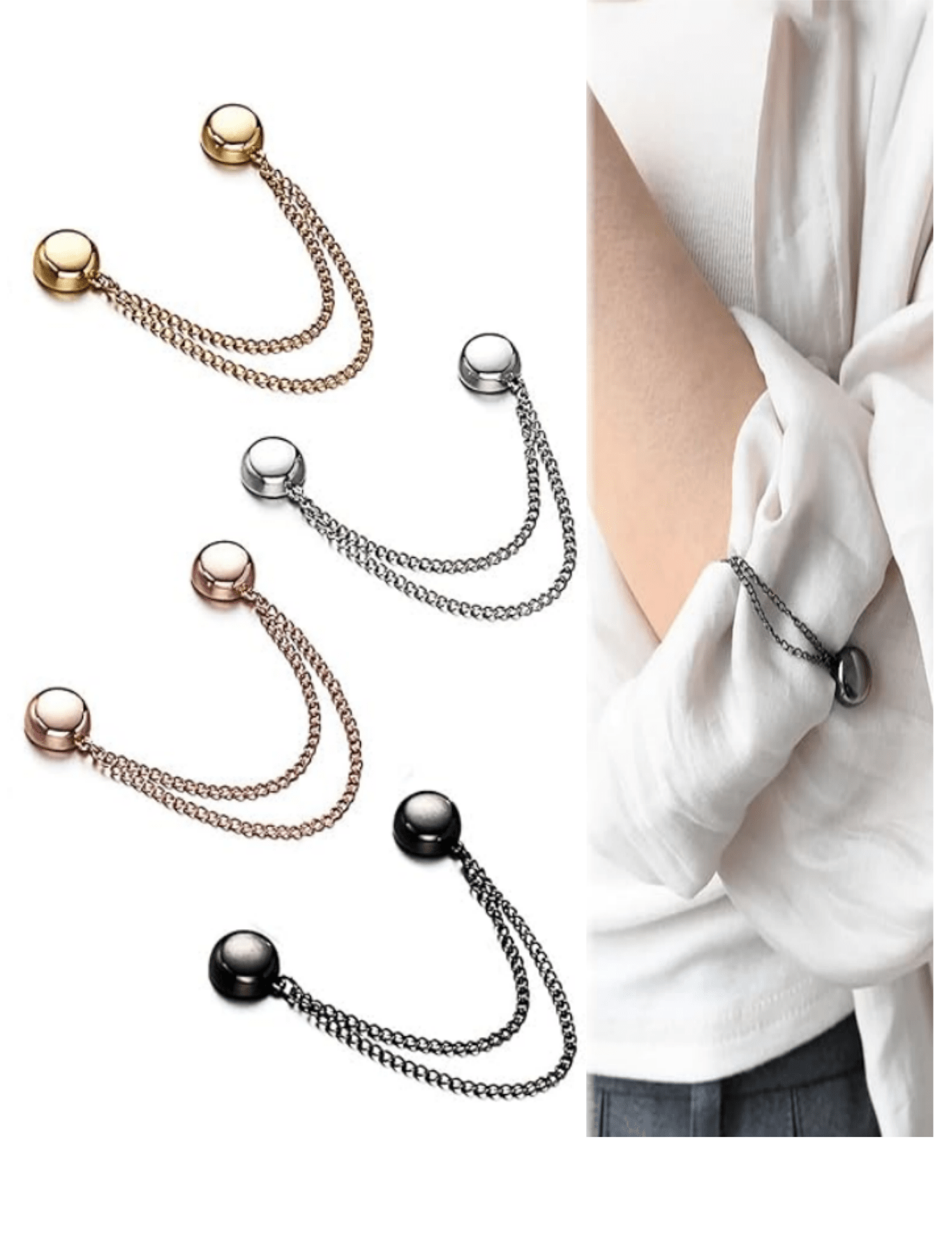 1/2/3 Pcs Multi-Functional Magnetic Clips, New Magnetic Clips, Strong Magnetic Scarf Clips With Chain, Multi-Purpose Magnetic Clothing Clips, Firmly Secure Clothing, With Chain Magnet, Suitable For Sc