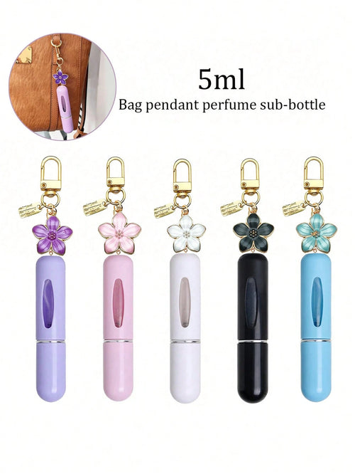 1/2/3pcs Summer Floral Pendant Perfume Spray Bottle, Refillable With Fragrance, Mini Portable Hydrating Essence Replacement Bottle, Gift For Female Friends Birthday/Holiday