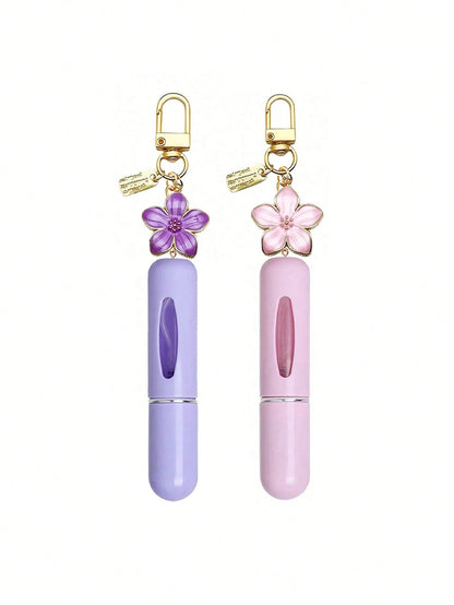 1/2/3pcs Summer Floral Pendant Perfume Spray Bottle, Refillable With Fragrance, Mini Portable Hydrating Essence Replacement Bottle, Gift For Female Friends Birthday/Holiday