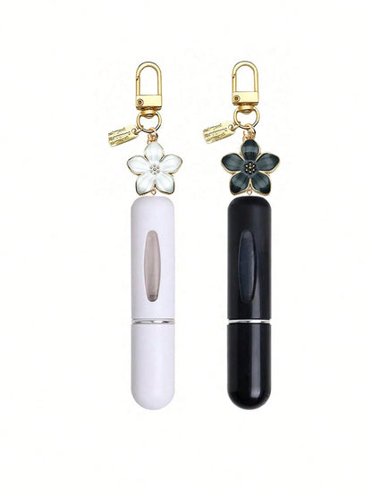 1/2/3pcs Summer Floral Pendant Perfume Spray Bottle, Refillable With Fragrance, Mini Portable Hydrating Essence Replacement Bottle, Gift For Female Friends Birthday/Holiday