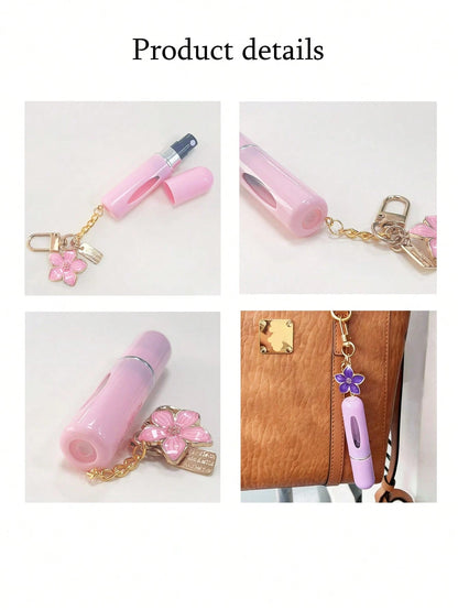 1/2/3pcs Summer Floral Pendant Perfume Spray Bottle, Refillable With Fragrance, Mini Portable Hydrating Essence Replacement Bottle, Gift For Female Friends Birthday/Holiday