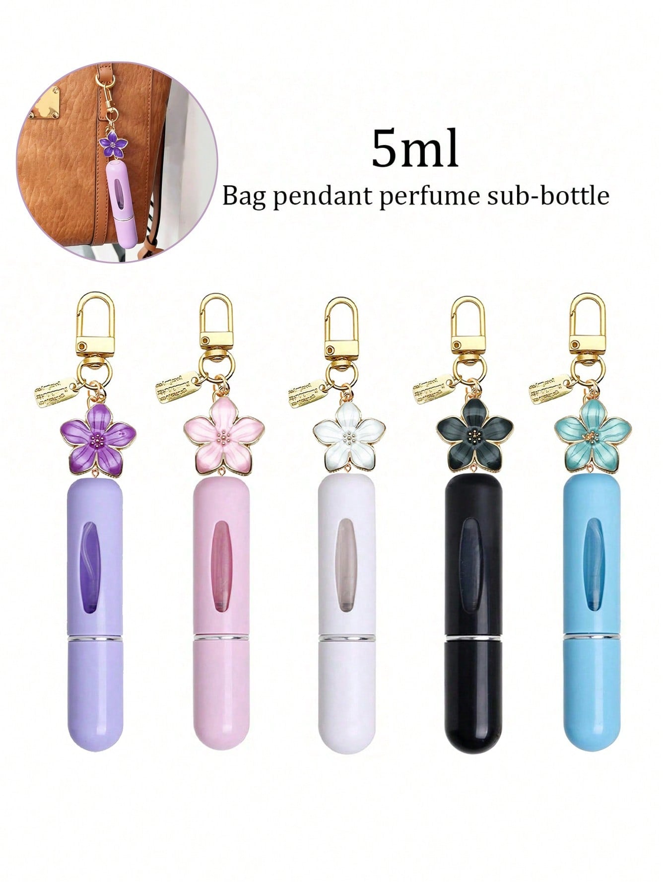1/2/3pcs Summer Floral Pendant Perfume Spray Bottle, Refillable With Fragrance, Mini Portable Hydrating Essence Replacement Bottle, Gift For Female Friends Birthday/Holiday