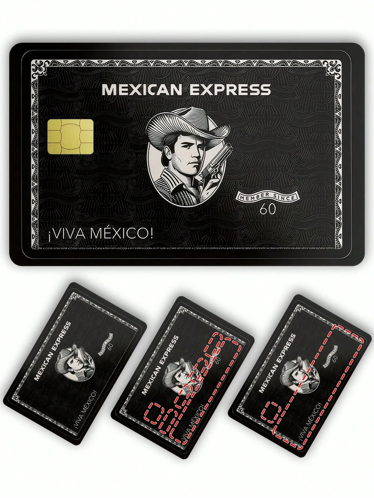 1/2/4/5/10pcs Mexican Cowboy Credit Card Sticker Protector, Mexican Express Long Live Party Birthday Gift, PVC Material Anti-Fingerprint Durable Scratch-Resistant Wear-Resistant, Suitable For Men, Wom