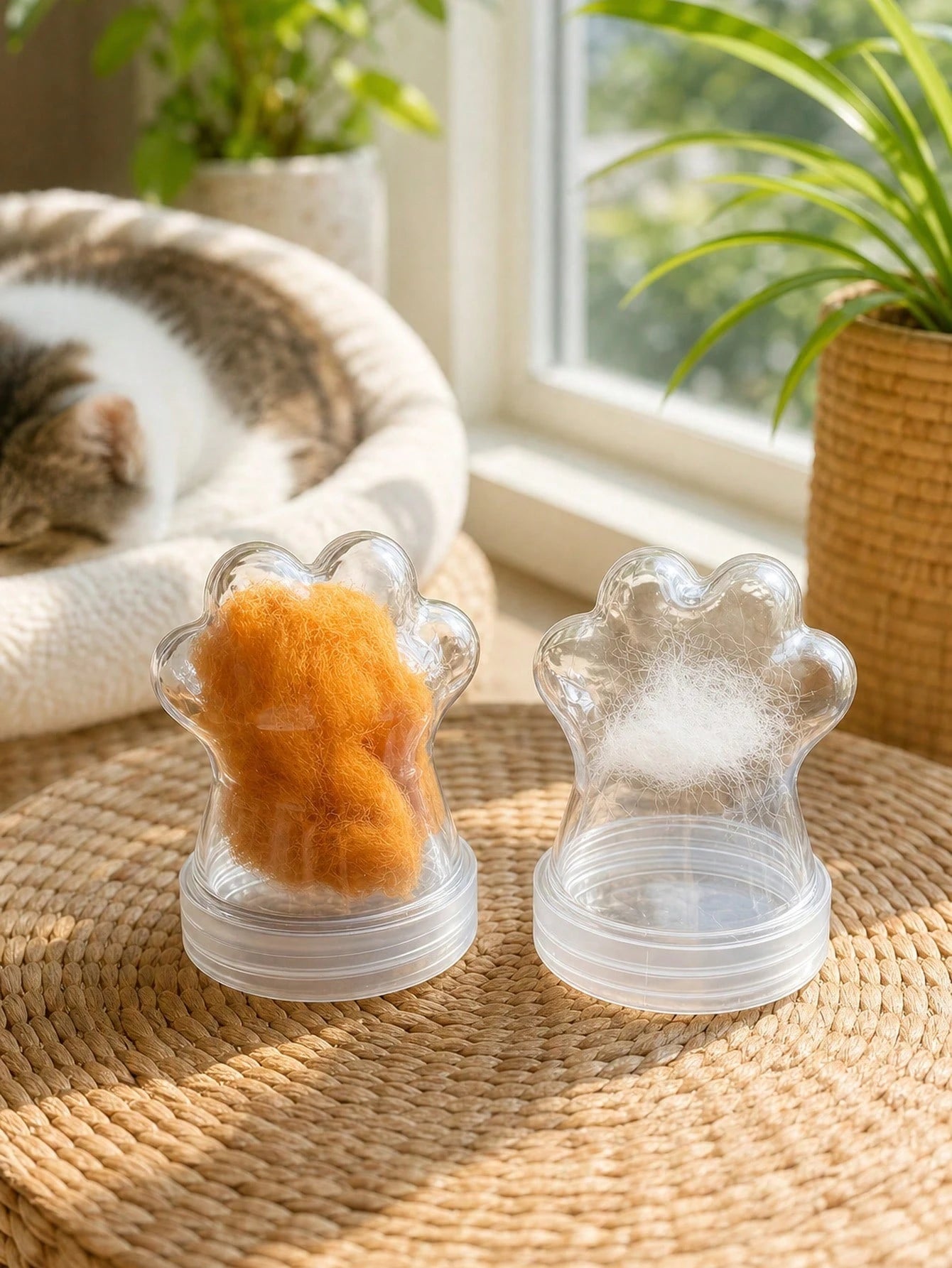 1/2/4/6pcs Cute Cat Paw Shaped Pet Hair Collection Can, Suitable For Collecting Various Pet Hair, Warm Gift For Cat Lovers And Pet Memorial, Unique Emotional Shopping Choice, Minimalist Display, Affec