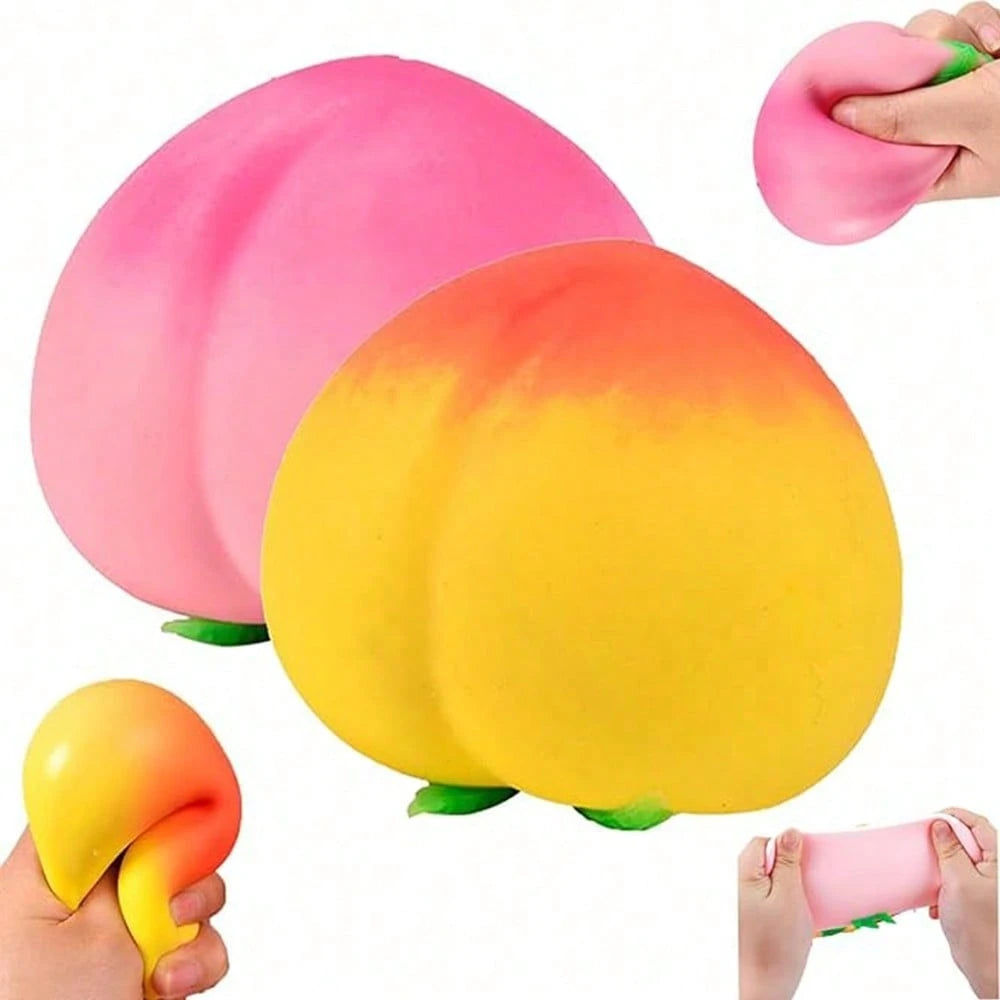 1/2/4 Pack Peach Stress Balls Sensory Toys, Squeeze Dough Balls, Fruit Stretch Stress Balls, Soft Stress Balls, 2 Colors Squeeze Balls For Anxiety Relief, Focus Improvement, Relaxation, Classroom Priz