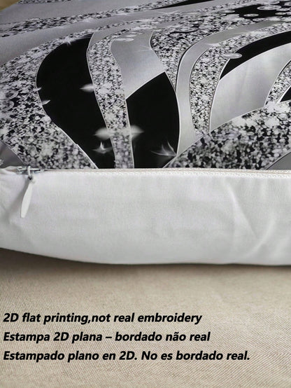 1/2/4pcs Bohemian Style Geometric Pattern Pillow Covers, 2D Flat Print, Luxury Silver Black, Farmhouse Style Decorative Pillow Covers, Suitable For Various Room Types- Pillow Insert Not Included, Geo