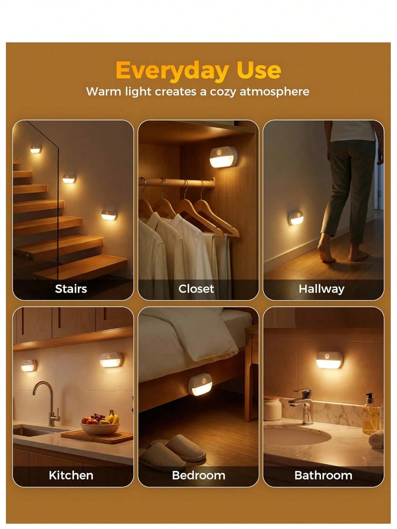 1/2/4pcs Smart Night Light, Wall-Mounted LED Night Light With Smart Sensor, Auto On/Off, Suitable For Bedroom, Kitchen, Stairs, Hallway