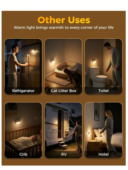 1/2/4pcs Smart Night Light, Wall-Mounted LED Night Light With Smart Sensor, Auto On/Off, Suitable For Bedroom, Kitchen, Stairs, Hallway
