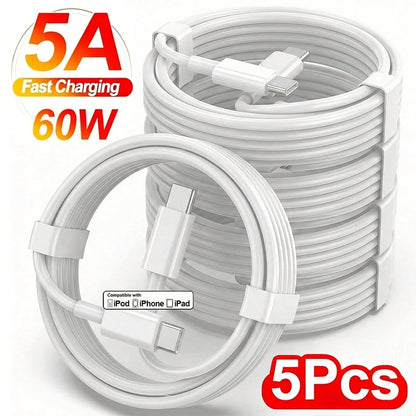 1/2/5 Packs USB C To USB C Fast Charging Cable, 3.3ft/100cm Type-C High-Speed Data Transfer Cable Compatible With IPhone 17 Pro Max/17 Pro/17/16 Pro Max/16 Pro/16/15 Pro Max/15 Pro/15 Plus/15