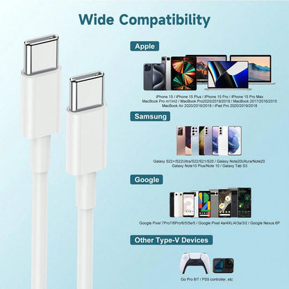 1/2/5 Packs USB C To USB C Fast Charging Cable, 3.3ft/100cm Type-C High-Speed Data Transfer Cable Compatible With IPhone 17 Pro Max/17 Pro/17/16 Pro Max/16 Pro/16/15 Pro Max/15 Pro/15 Plus/15
