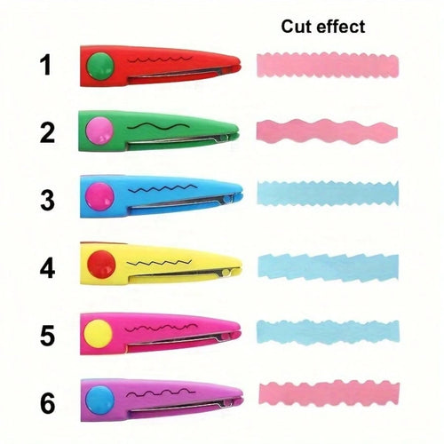 1/2/6pcs PP Material Wavy Edge Safety Scissors, Full Set Of Non-Repeating Pattern Multi-Function Craft Edge Cutting Tools, Suitable For Handmade DIY, Sewing, Paper Cutting, Student Scrapbooking, Craft