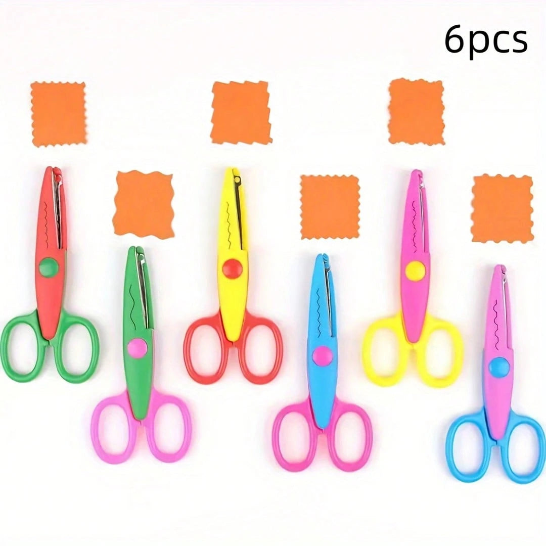 1/2/6pcs PP Material Wavy Edge Safety Scissors, Full Set Of Non-Repeating Pattern Multi-Function Craft Edge Cutting Tools, Suitable For Handmade DIY, Sewing, Paper Cutting, Student Scrapbooking, Craft