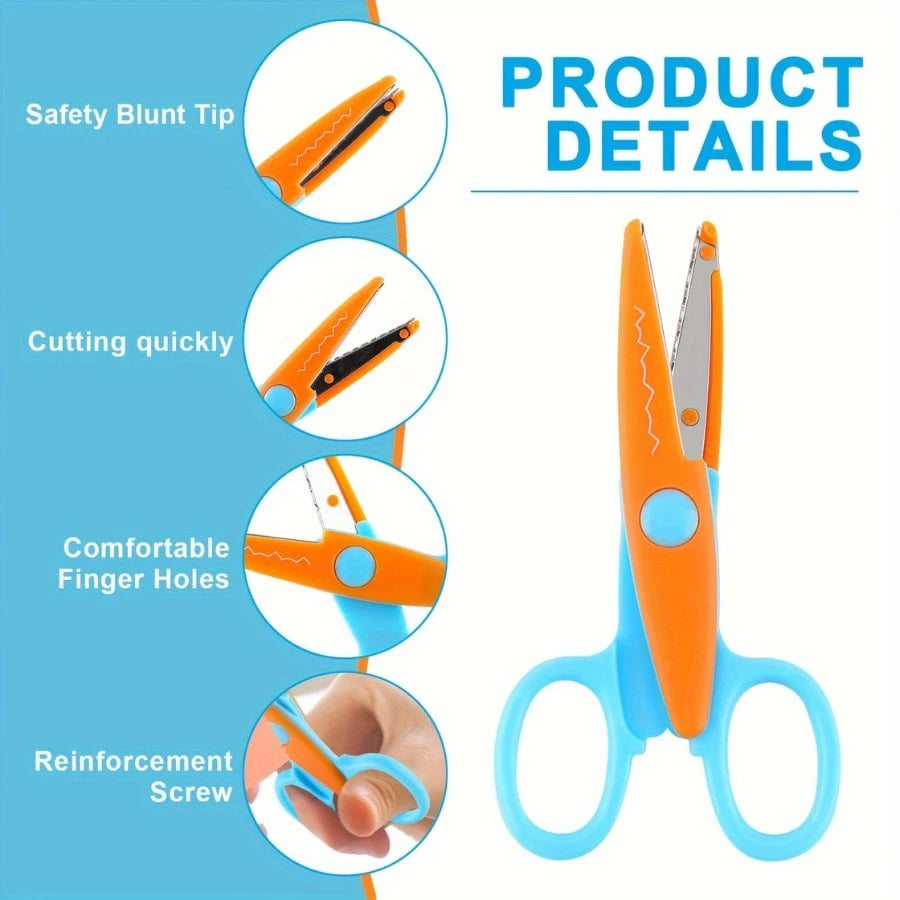 1/2/6pcs PP Material Wavy Edge Safety Scissors, Full Set Of Non-Repeating Pattern Multi-Function Craft Edge Cutting Tools, Suitable For Handmade DIY, Sewing, Paper Cutting, Student Scrapbooking, Craft