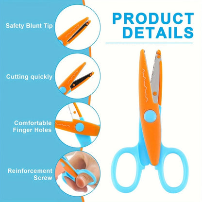1/2/6pcs PP Material Wavy Edge Safety Scissors, Full Set Of Non-Repeating Pattern Multi-Function Craft Edge Cutting Tools, Suitable For Handmade DIY, Sewing, Paper Cutting, Student Scrapbooking, Craft