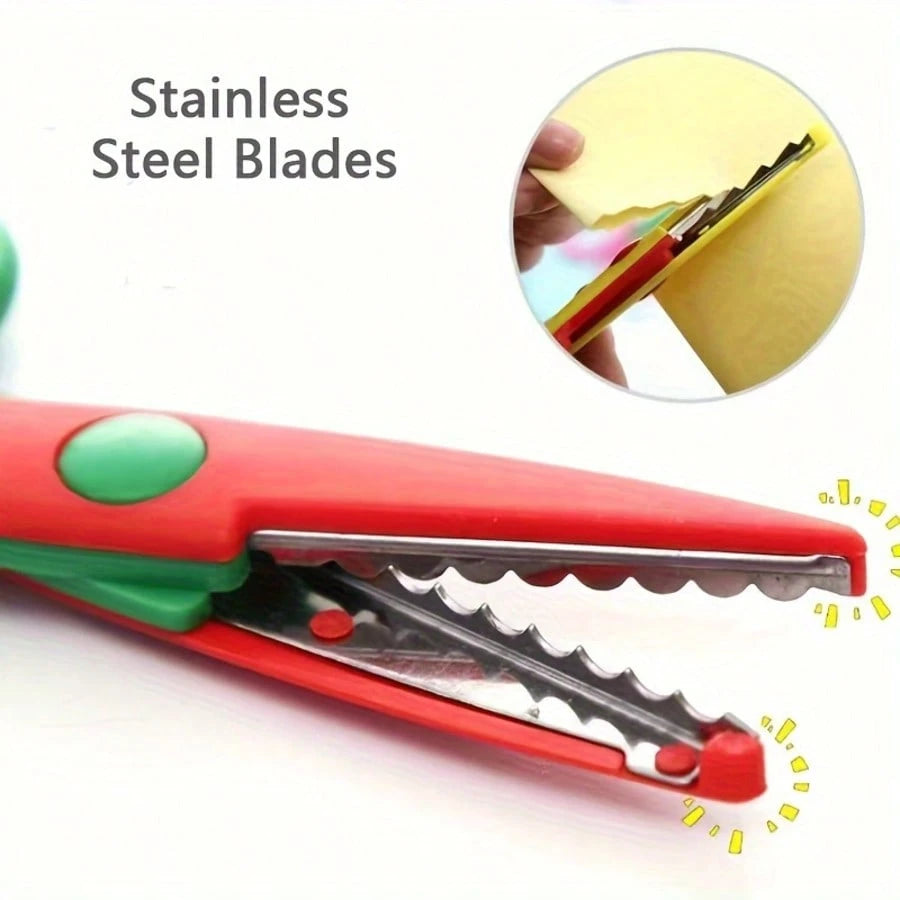 1/2/6pcs PP Material Wavy Edge Safety Scissors, Full Set Of Non-Repeating Pattern Multi-Function Craft Edge Cutting Tools, Suitable For Handmade DIY, Sewing, Paper Cutting, Student Scrapbooking, Craft