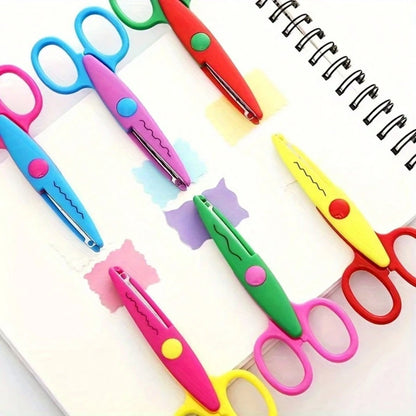 1/2/6pcs PP Material Wavy Edge Safety Scissors, Full Set Of Non-Repeating Pattern Multi-Function Craft Edge Cutting Tools, Suitable For Handmade DIY, Sewing, Paper Cutting, Student Scrapbooking, Craft
