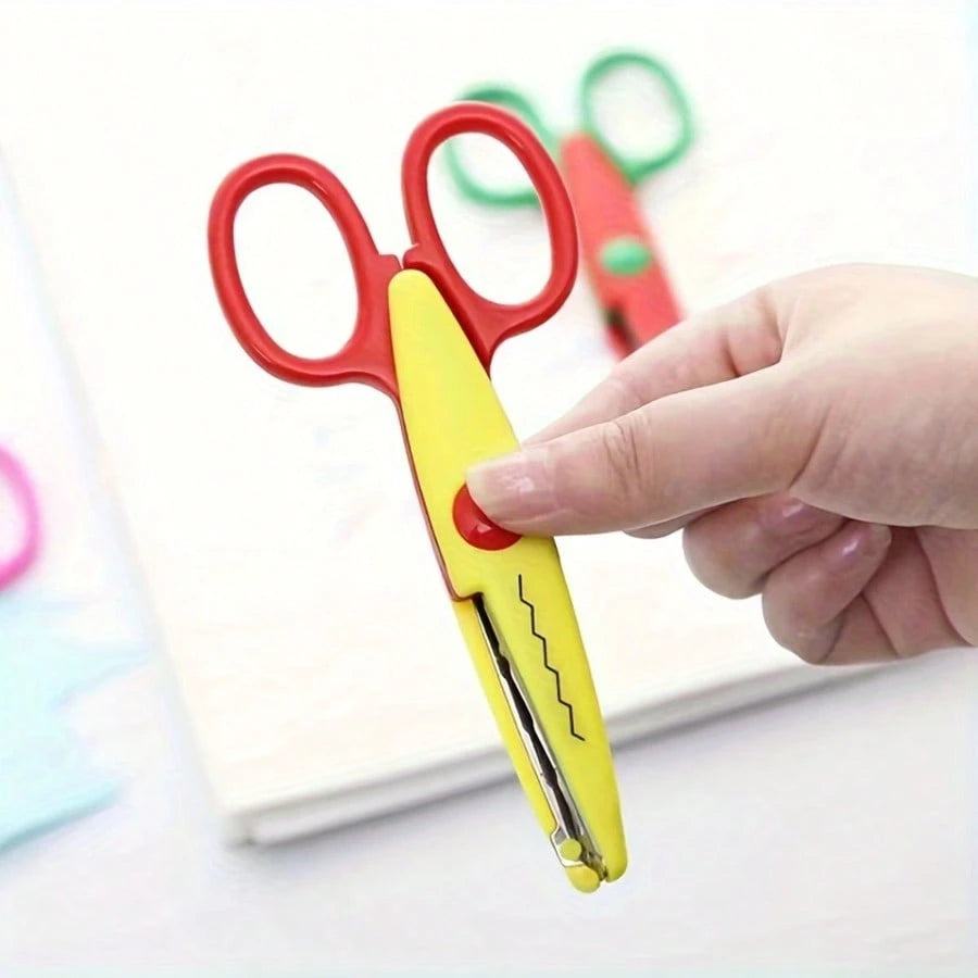 1/2/6pcs PP Material Wavy Edge Safety Scissors, Full Set Of Non-Repeating Pattern Multi-Function Craft Edge Cutting Tools, Suitable For Handmade DIY, Sewing, Paper Cutting, Student Scrapbooking, Craft