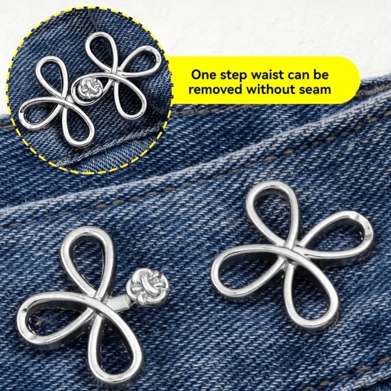 1/2 Pairs Metal Seamless Buckle Belts, Removable Lucky Knot Clasps Suitable For Jeans And Skirts, Adjustable Fashion Accessory- Black, Gold, Silver Gray, Bronze