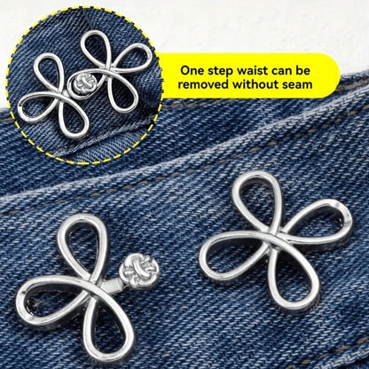 1/2 Pairs Metal Seamless Buckle Belts, Removable Lucky Knot Clasps Suitable For Jeans And Skirts, Adjustable Fashion Accessory- Black, Gold, Silver Gray, Bronze