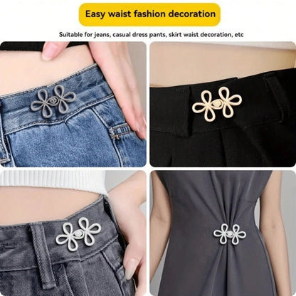 1/2 Pairs Metal Seamless Buckle Belts, Removable Lucky Knot Clasps Suitable For Jeans And Skirts, Adjustable Fashion Accessory- Black, Gold, Silver Gray, Bronze