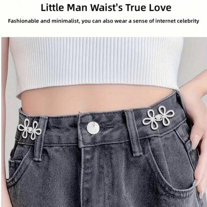1/2 Pairs Metal Seamless Buckle Belts, Removable Lucky Knot Clasps Suitable For Jeans And Skirts, Adjustable Fashion Accessory- Black, Gold, Silver Gray, Bronze