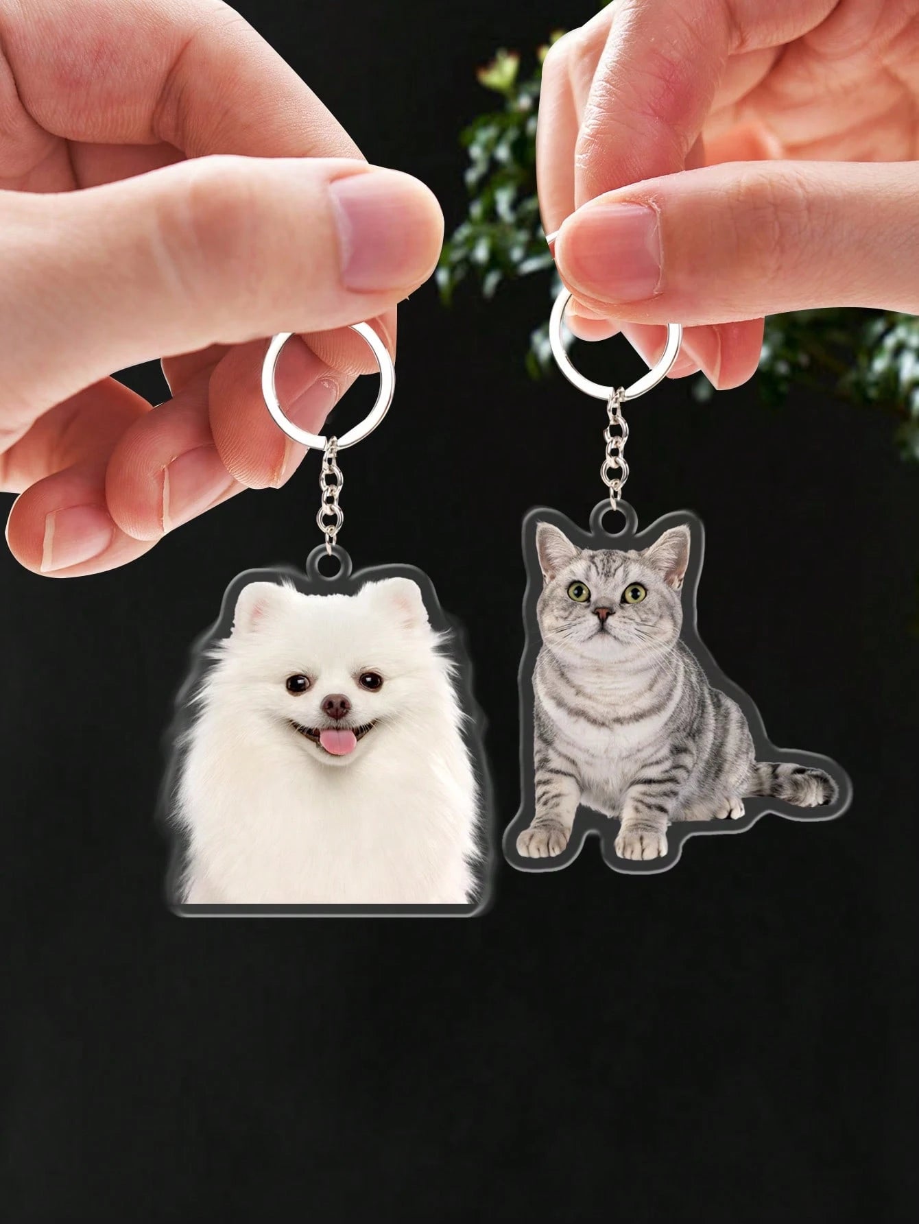 1/2Pcs Custom Pet Photo Keychain, Personalized Acrylic Keychain, Customized Picture Pendant, Customizable Bag Charm, Valentine's, Anniversary,Birthday