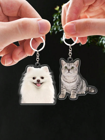 1/2Pcs Custom Pet Photo Keychain, Personalized Acrylic Keychain, Customized Picture Pendant, Customizable Bag Charm, Valentine's, Anniversary,Birthday