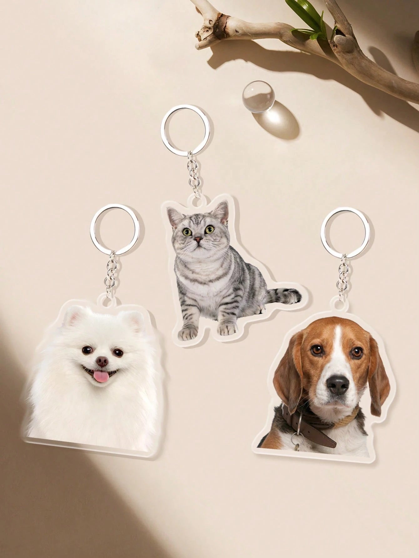 1/2Pcs Custom Pet Photo Keychain, Personalized Acrylic Keychain, Customized Picture Pendant, Customizable Bag Charm, Valentine's, Anniversary,Birthday