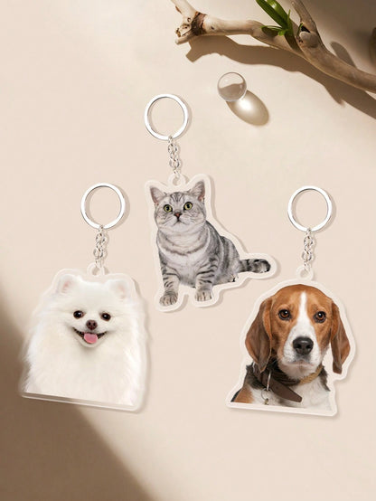 1/2Pcs Custom Pet Photo Keychain, Personalized Acrylic Keychain, Customized Picture Pendant, Customizable Bag Charm, Valentine's, Anniversary,Birthday