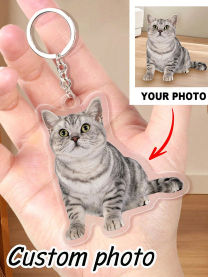 1/2Pcs Custom Pet Photo Keychain, Personalized Acrylic Keychain, Customized Picture Pendant, Customizable Bag Charm, Valentine's, Anniversary,Birthday