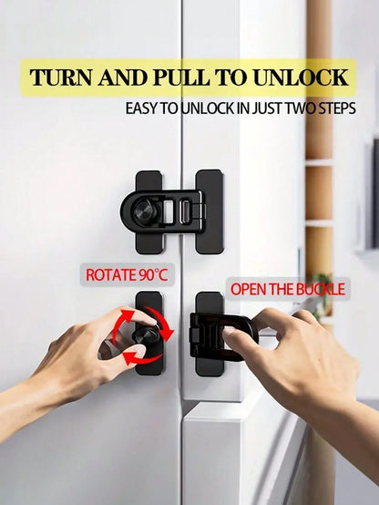1/2pcs Easy Install Self-Adhesive Fridge/Oven Safety Lock- No Drilling Required, Child Safety Design, Comes With Strong Residue-Free Sticker
