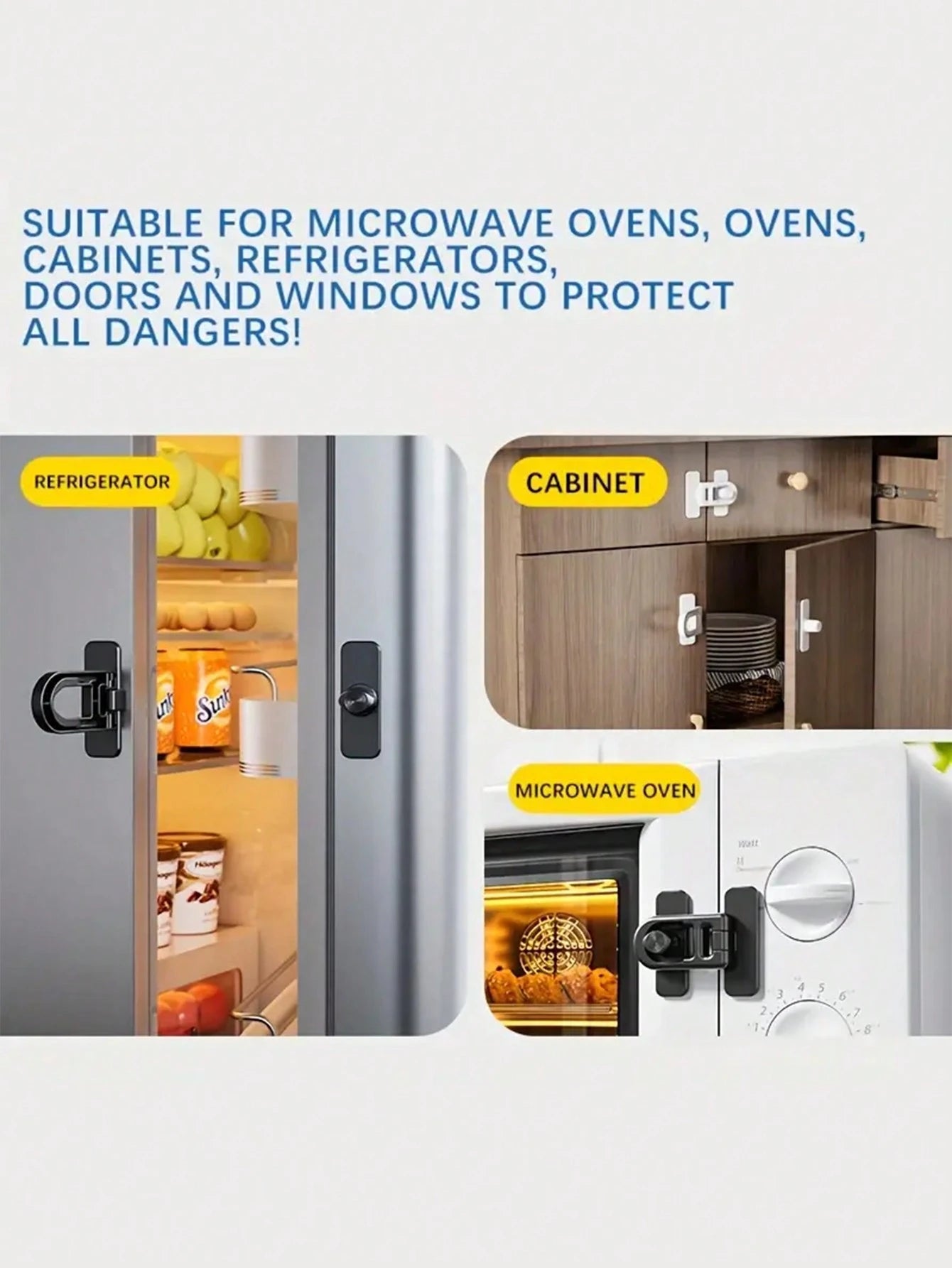 1/2pcs Easy Install Self-Adhesive Fridge/Oven Safety Lock- No Drilling Required, Child Safety Design, Comes With Strong Residue-Free Sticker