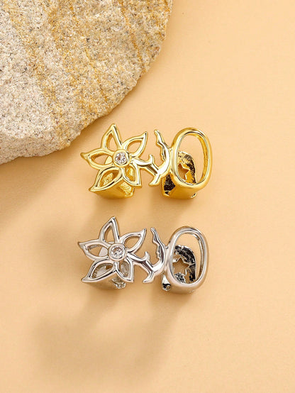 1/2pcs Floral Hollow Design Double Gold Tooth Halloween Cool Tooth Decor Personalized Hip-Hop Side Tooth Accessory Suitable For Daily, Party, Music Festival Wear And Gift