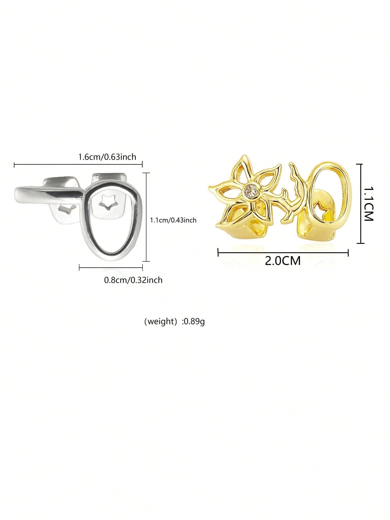 1/2pcs Floral Hollow Design Double Gold Tooth Halloween Cool Tooth Decor Personalized Hip-Hop Side Tooth Accessory Suitable For Daily, Party, Music Festival Wear And Gift