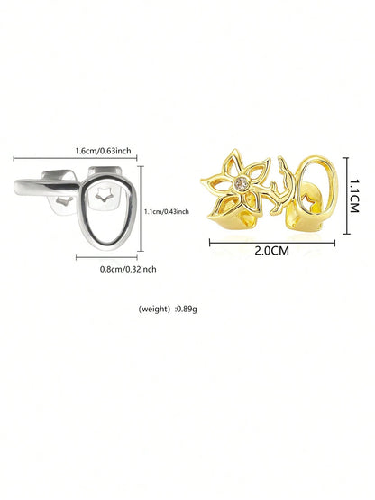 1/2pcs Floral Hollow Design Double Gold Tooth Halloween Cool Tooth Decor Personalized Hip-Hop Side Tooth Accessory Suitable For Daily, Party, Music Festival Wear And Gift