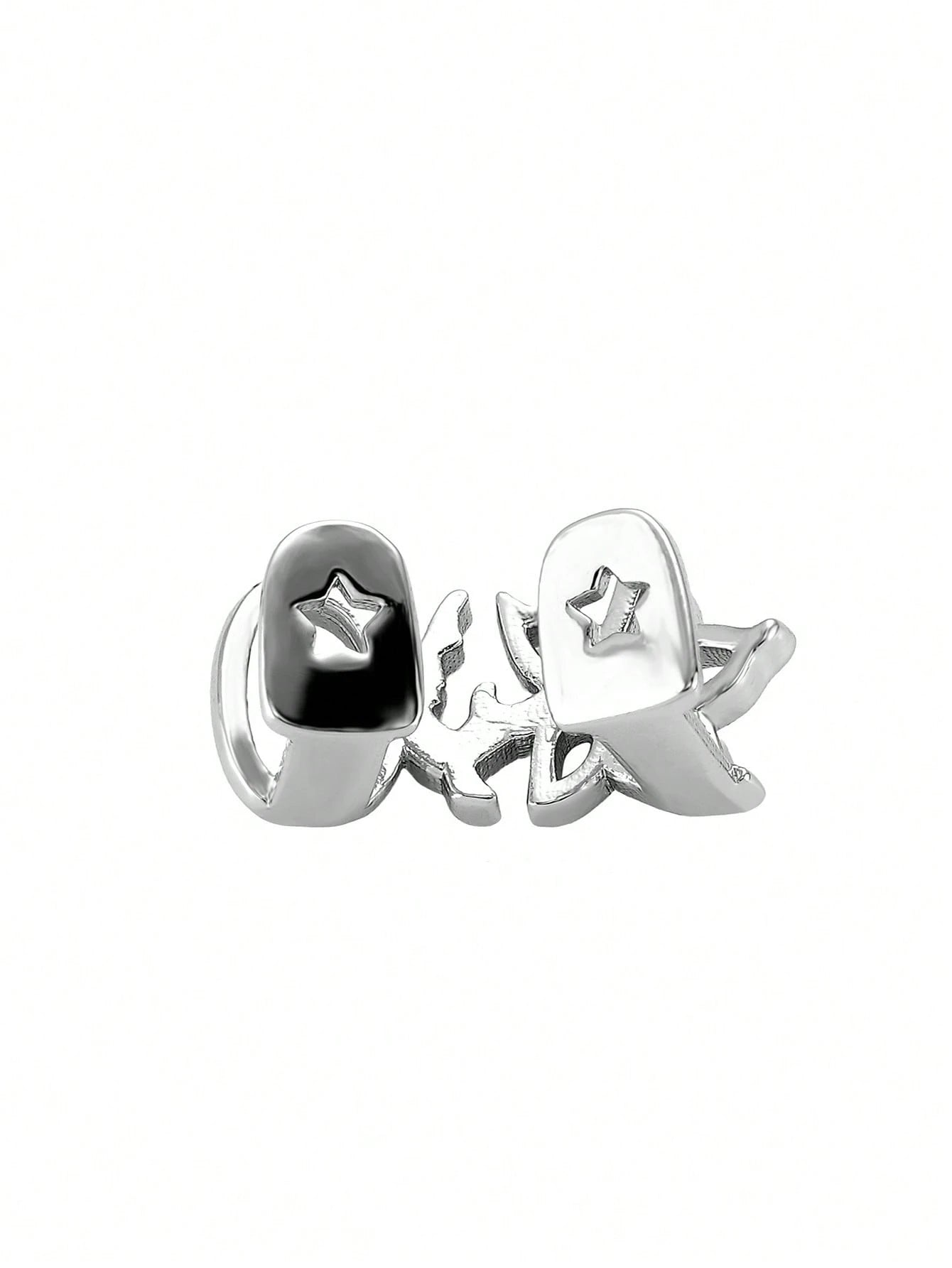 1/2pcs Floral Hollow Design Double Gold Tooth Halloween Cool Tooth Decor Personalized Hip-Hop Side Tooth Accessory Suitable For Daily, Party, Music Festival Wear And Gift