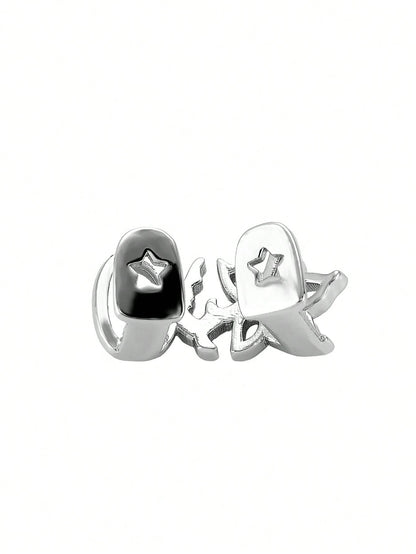 1/2pcs Floral Hollow Design Double Gold Tooth Halloween Cool Tooth Decor Personalized Hip-Hop Side Tooth Accessory Suitable For Daily, Party, Music Festival Wear And Gift