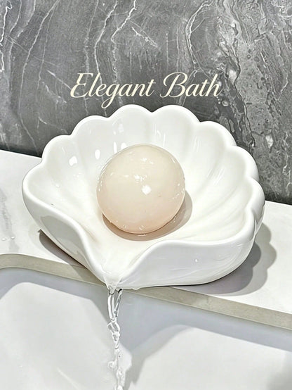 1/2pcs Nordic Style Shell Shaped Soap Dish Bathroom Soap Holder Multifunctional Cosmetic Jewelry Storage Tray White Desktop Decor Home Decor Bathroom Supplies Storage Tray Non-Slip Soap Rack Sink Orga