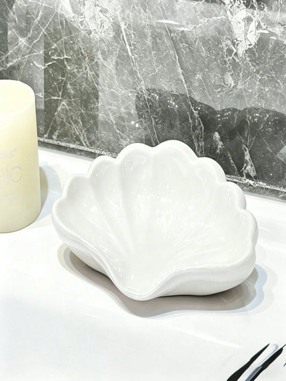 1/2pcs Nordic Style Shell Shaped Soap Dish Bathroom Soap Holder Multifunctional Cosmetic Jewelry Storage Tray White Desktop Decor Home Decor Bathroom Supplies Storage Tray Non-Slip Soap Rack Sink Orga