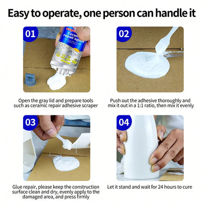 1/2pcs Super Waterproof Ceramic Repair Adhesive, Effectively Repairs Cracks On Sinks, Bathtubs, Toilets, Suitable For Bathroom, Kitchen Repair And Renovation